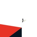 Business leadership vector concept with in minimalist art style. Businessman flying on a paper plane. Symbol of leader