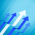 Business leading and growth arrows blue concept background