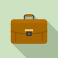 Business leather bag icon, flat style