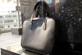 Business leather black briefcase.