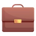 Business leather laptop bag icon, cartoon style