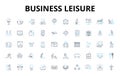 Business leisure linear icons set. Nerking, Entertainment, Team-building, Relaxation, Hospitality, Retreats, Golf vector