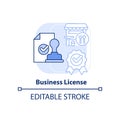 Business license light blue concept icon