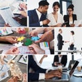 Business life collage. Concept of teamwork, partnership and startup