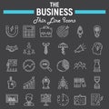 Business line icon set, finance symbols collection Royalty Free Stock Photo