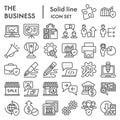 Business line icon set, management symbols collection, vector sketches, logo illustrations, marketing signs linear Royalty Free Stock Photo