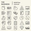 Business line icon set, management symbols collection, vector sketches, logo illustrations, office signs linear