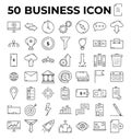 Business line icon set. Outline trendy flat icons. Vector illustration concept Royalty Free Stock Photo