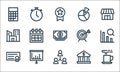 Business line icons. linear set. quality vector line set such as coffee, teamwork, certificate, bank, presentation, city, arrow,