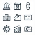 business line icons. linear set. quality vector line set such as id card, profit and loss, organization, debit card, carrier,