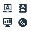 business line icons. linear set. quality vector line set such as phone call, growth chart, phonebook Royalty Free Stock Photo