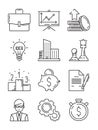 Business line icons. Money finance starting startup strategy team vector symbols isolated