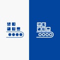 Business, Line, Management, Product, Production Line and Glyph Solid icon Blue banner Line and Glyph Solid icon Blue banner Royalty Free Stock Photo