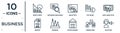 business linear icon set. includes thin line wave chart, analytics, data analytics, revenue, consulting, solution, report icons