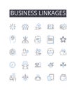 Business linkages line icons collection. Utensils, Appliances, Linens, Cookware, Glassware, Cutlery, Bakeware vector and