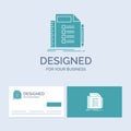 Business, list, plan, planning, task Business Logo Glyph Icon Symbol for your business. Turquoise Business Cards with Brand logo