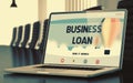 Business Loan on Laptop in Conference Hall. 3D. Royalty Free Stock Photo