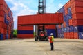 Business logistics concept, Foreman control loading Containers b