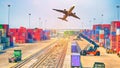 Business Logistics concept, plane, truck and train for Logistic Royalty Free Stock Photo