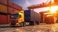 Business Logistics concept,Truck in container depot Generative AI Royalty Free Stock Photo