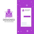 Business Logo for Article, blog, story, typewriter, writer. Vertical Purple Business / Visiting Card template. Creative background