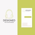 Business Logo for Audio, headphone, headphones, monitor, studio. Vertical Green Business / Visiting Card template. Creative Royalty Free Stock Photo