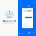 Business Logo for Balance, decision, justice, law, scale. Vertical Blue Business / Visiting Card template