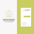 Business Logo for Balance, decision, justice, law, scale. Vertical Green Business / Visiting Card template. Creative background