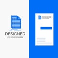 Business Logo for Bill, excel, file, invoice, statement. Vertical Blue Business / Visiting Card template Royalty Free Stock Photo