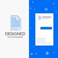 Business Logo for Bill, excel, file, invoice, statement. Vertical Blue Business / Visiting Card template Royalty Free Stock Photo