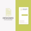 Business Logo for Bill, excel, file, invoice, statement. Vertical Green Business / Visiting Card template. Creative background Royalty Free Stock Photo