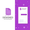 Business Logo for Bill, excel, file, invoice, statement. Vertical Purple Business / Visiting Card template. Creative background Royalty Free Stock Photo