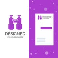 Business Logo for binoculars, find, search, explore, camping. Vertical Purple Business / Visiting Card template. Creative