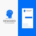 Business Logo for brain, hack, hacking, key, mind. Vertical Blue Business / Visiting Card template