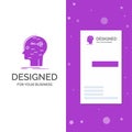 Business Logo for brain, hack, hacking, key, mind. Vertical Purple Business / Visiting Card template. Creative background vector Royalty Free Stock Photo