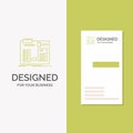 Business Logo for Build, construct, diy, engineer, workshop. Vertical Green Business / Visiting Card template. Creative background