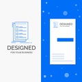 Business Logo for Check, checklist, list, task, to do. Vertical Blue Business / Visiting Card template