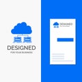 Business Logo for cloud, network, server, internet, data. Vertical Blue Business / Visiting Card template