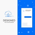 Business Logo for cloud, upload, save, data, computing. Vertical Blue Business / Visiting Card template Royalty Free Stock Photo