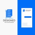 Business Logo for Code, coding, compile, files, list. Vertical Blue Business / Visiting Card template