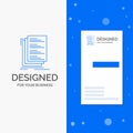 Business Logo for Code, coding, compile, files, list. Vertical Blue Business / Visiting Card template