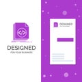 Business Logo for Code, coding, file, programming, script. Vertical Purple Business / Visiting Card template. Creative background Royalty Free Stock Photo