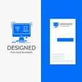 Business Logo for Control, computer, monitor, remote, smart. Vertical Blue Business / Visiting Card template