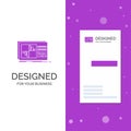 Business Logo for control, equalizer, equalization, sound, studio. Vertical Purple Business / Visiting Card template. Creative Royalty Free Stock Photo