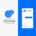 Business Logo for data, big data, analysis, globe, services. Vertical Blue Business / Visiting Card template Royalty Free Stock Photo