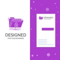 Business Logo for encryption, files, folder, network, secure. Vertical Purple Business / Visiting Card template. Creative Royalty Free Stock Photo