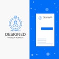 Business Logo for fast, speed, stopwatch, timer, girl. Vertical Blue Business / Visiting Card template Royalty Free Stock Photo