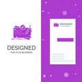 Business Logo for Game, map, mission, quest, role. Vertical Purple Business / Visiting Card template. Creative background vector Royalty Free Stock Photo