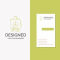 Business Logo for insurance, Fragile, product, warranty, health. Vertical Green Business / Visiting Card template. Creative