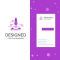 Business Logo for launch, Publish, App, shuttle, space. Vertical Purple Business / Visiting Card template. Creative background Royalty Free Stock Photo